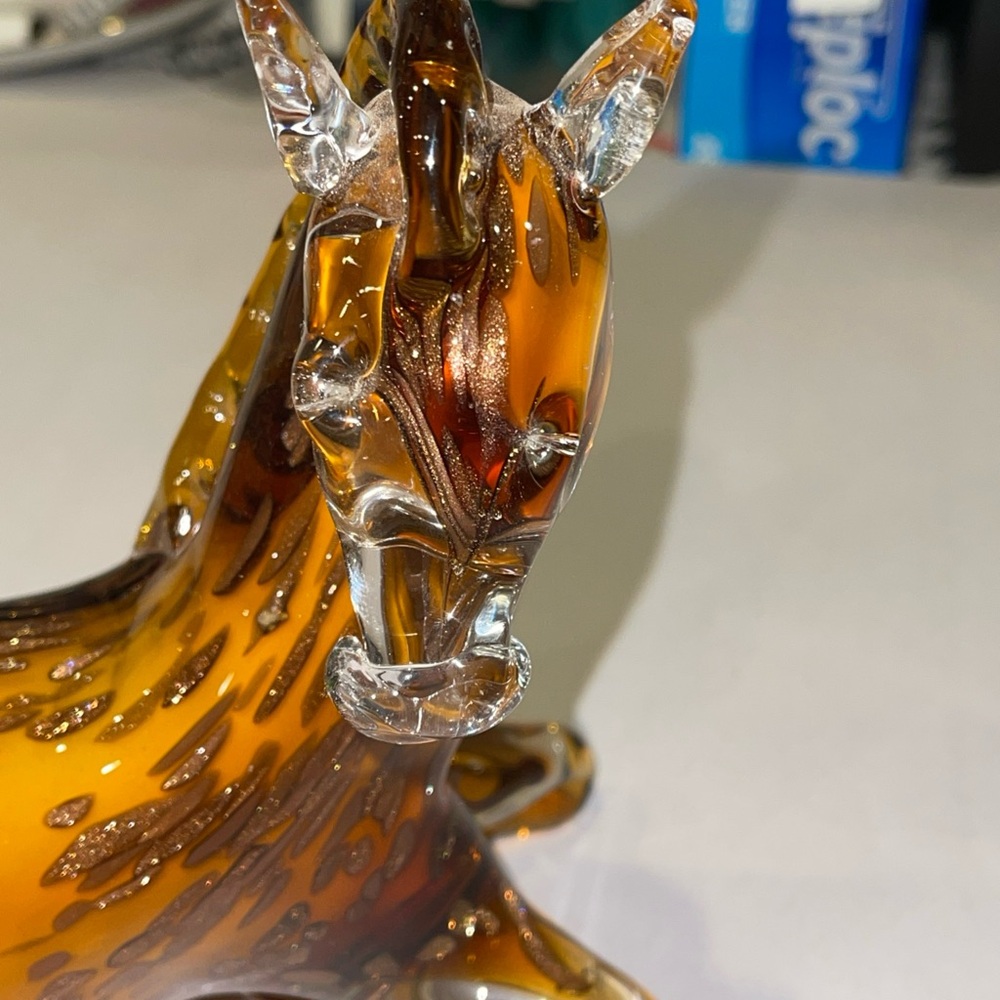 Vintage Murano Hand-Blown Amber gold Glass Young Horse Heavy Equestrian Glass - Picture 3 of 10